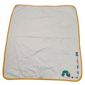 VTG Carters Baby Very Hungry Caterpillar Reversible Cotton Blanket White Yellow